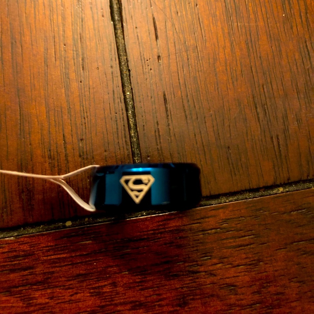 Blue Titanium Superman Ring